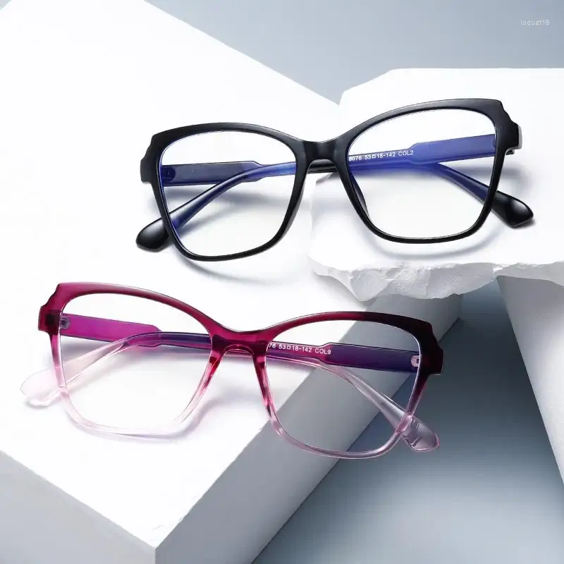 Solglasögon färgblockerade blått ljusblockeringsglasögon all-match filter UV Cat Eye Readers Plain for Women Men