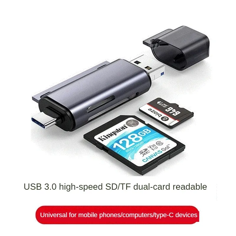 Typ-C-kortläsare tre-i-ett USB3.0-kortläsare OTG Mobiltelefon Computer Smart TF/SD Micro USB-kortläsare