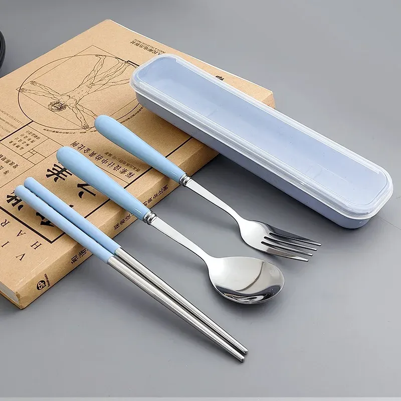 Wheat Straw Tableware Box Spoon Fork Chopsticks Cutlery Dinnerware Children Adult Travel Portable Kitchen Accessories