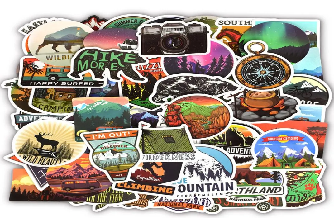 50 datorer Vattentät camping Vinyl Decals klistermärken Toys For Kids Teens Vuxna Diy Water Bottle Mountain Bike Moto Car Bumper Hjälm S6121702