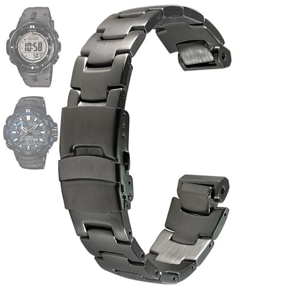 Bracelet en acier inoxydable pour Casio Prg-300 prw-6000 prw-6100 prw-3000 prw-3100 bracelets de montre T190620286e