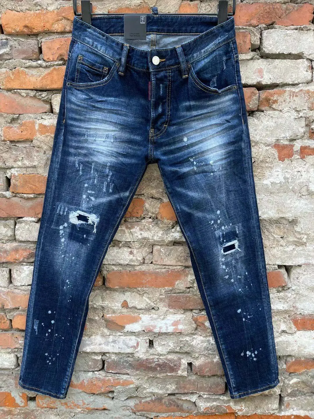 Heren coole ontwerper mode potlood jeans skinny gescheurd vernietigd stretch slim fit hop hop broek met gaten voor heren