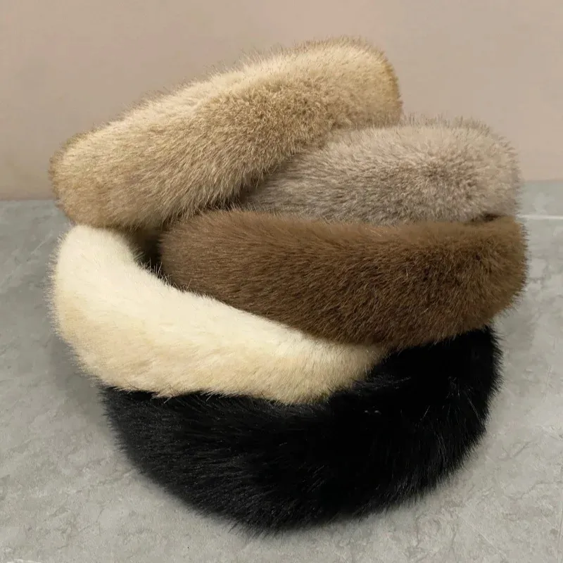 Winter Imitation Mink Plush Fur Sponge Headbands Fashion Hair Accessories Womens Trend Casual Hairband Hair Band Hoop Girl 240321