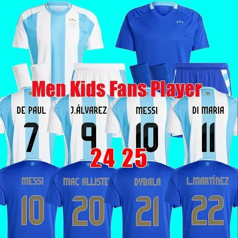 Argentinien 24 25 Messis Fußballtrikot Lautaro Martinez Lisandro Martinez Leandro Paredes Gonzalo Montiel Deutsch Pezzella Paulo Dybala Spark Nationalmannschaft Heim Auswärts