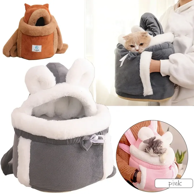 Passeggini Borsa per animali domestici calda Zaino per cani di piccola taglia Zaino invernale per animali domestici in peluche Gabbia per animali domestici da viaggio all'aperto Borse da petto appese da 6 kg