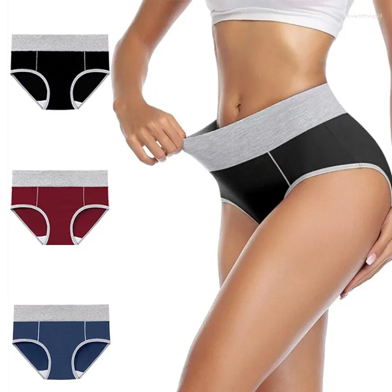 Vrouwen Slipje 3PCS Hoge taille Vrouwen Ondergoed Naadloze Effen Kleur Eenvoudige Katoen Hip-lifting Onderbroek Voor Sport panty