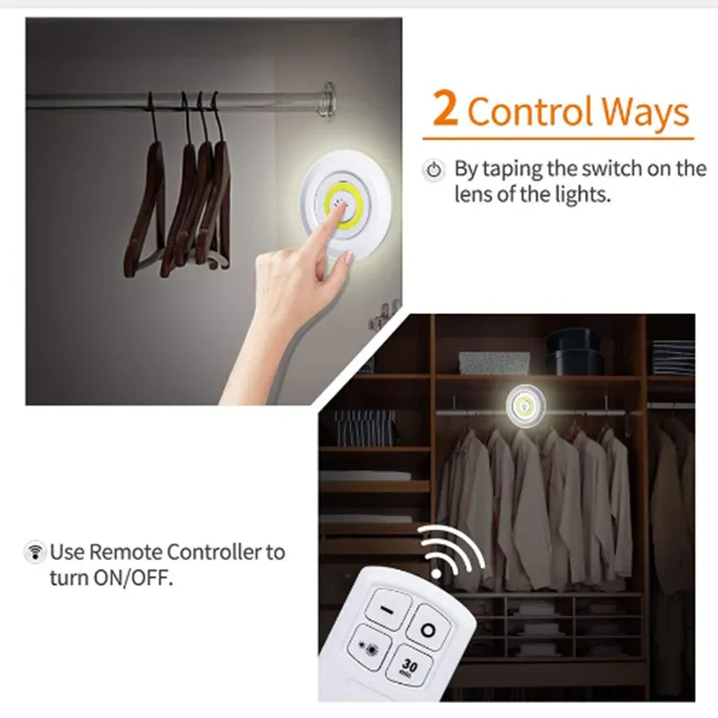 Luce notturna a LED wireless super luminosa con telecomando Dimmerabile LED sotto le luci dell'armadio per armadi Guardaroba Cucina Camera da letto D2.0