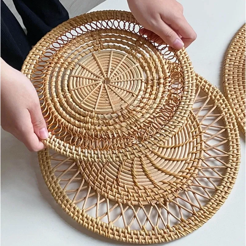 Mirrors Wall Basket Decor Noordse handgemaakte geweven rattan wanddecor Holle bamboe hangende manden voortreffelijk vakmanschap veelzijdige rieten rieten