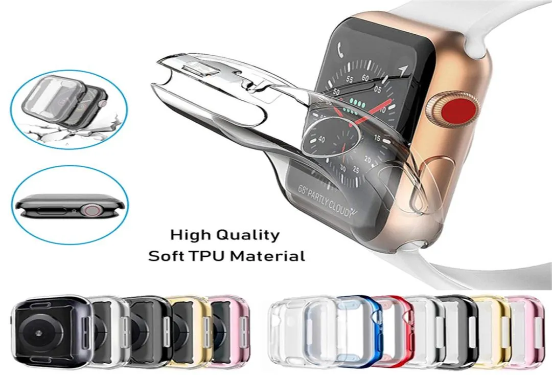 360 Pełna szczupła okładka zegarkowa dla Apple Case 5 4 3 2 1 42 mm 38mm Miękki przezroczysty ekran TPU dla iWatch 4 3 44 mm 40mm5828751