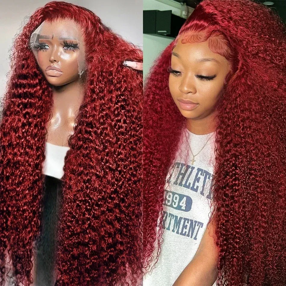 Premium Quality 30/40 Inch Curly 99J Lace Front Wig Human  display picture 1