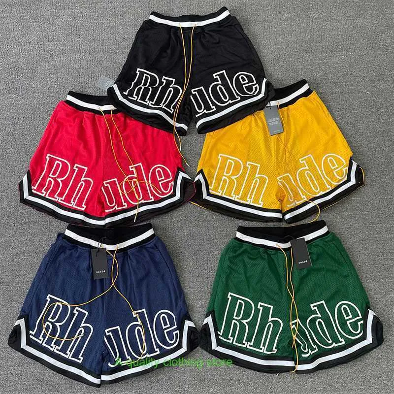 Shorts masculinos de alta qualidade Rhude Morant combinando shorts de basquete de malha de rua americana soltos casuais para homens