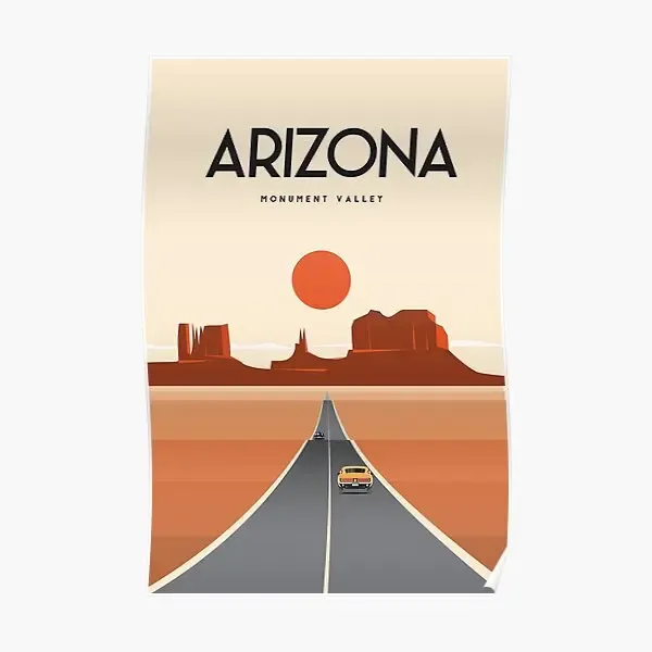 Calligraphy Arizona Travel Poster Monument Valley Poster Picture Vintage Painting Modern Print Art Room Mural Home Wall Decoration No Frame