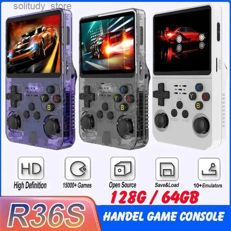 Portable Game Players R35s Plus R36S Retro Handheld Video Game Console Linux System 3.5-inch I Screen Portable Pocket Video Player 64GB 128GB Game Q240326