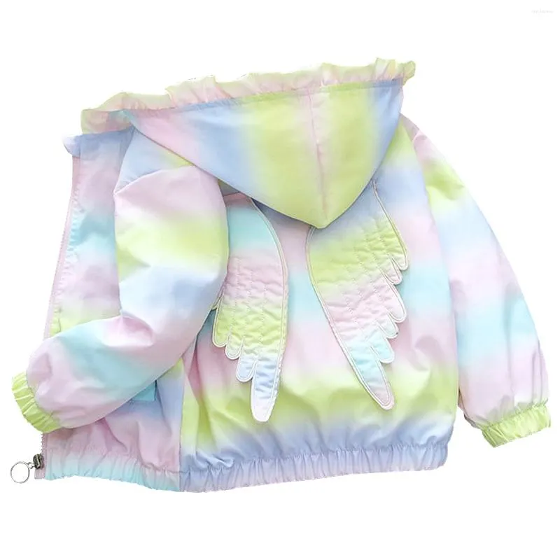 Jackets Girls Jacket With Wings와 Wingsie Gradient 지퍼 코트 유아 유아 어린이 봄 가을 겉옷 귀여운 패션 캐주얼 어린이 의상