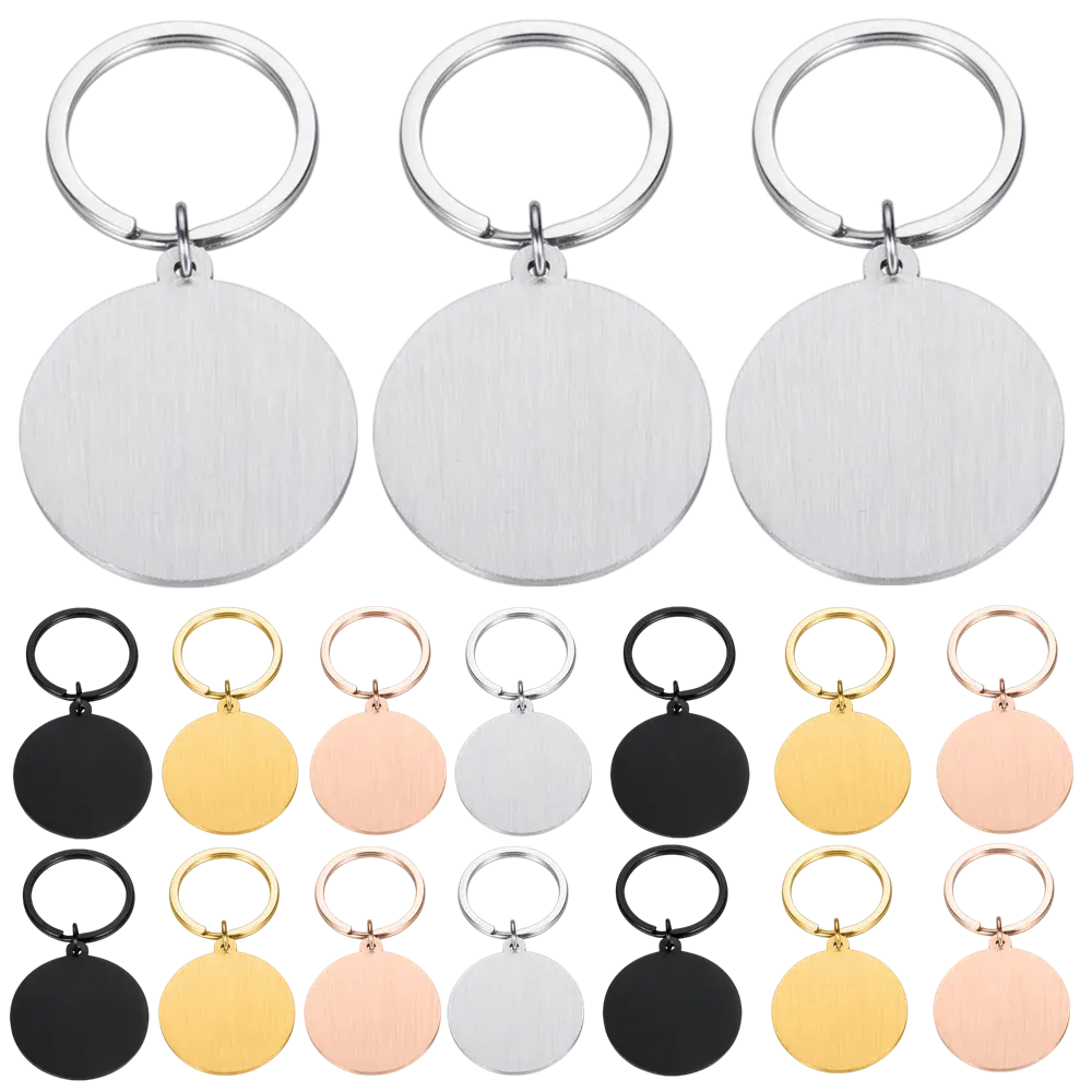 Tags 20PCS Blanks Pet Dog ID Tag Round Stainless Steel 20mm 30mm Necklaces Custom Pet ID Dog Cat Tag Pendants Jewelry Keychain