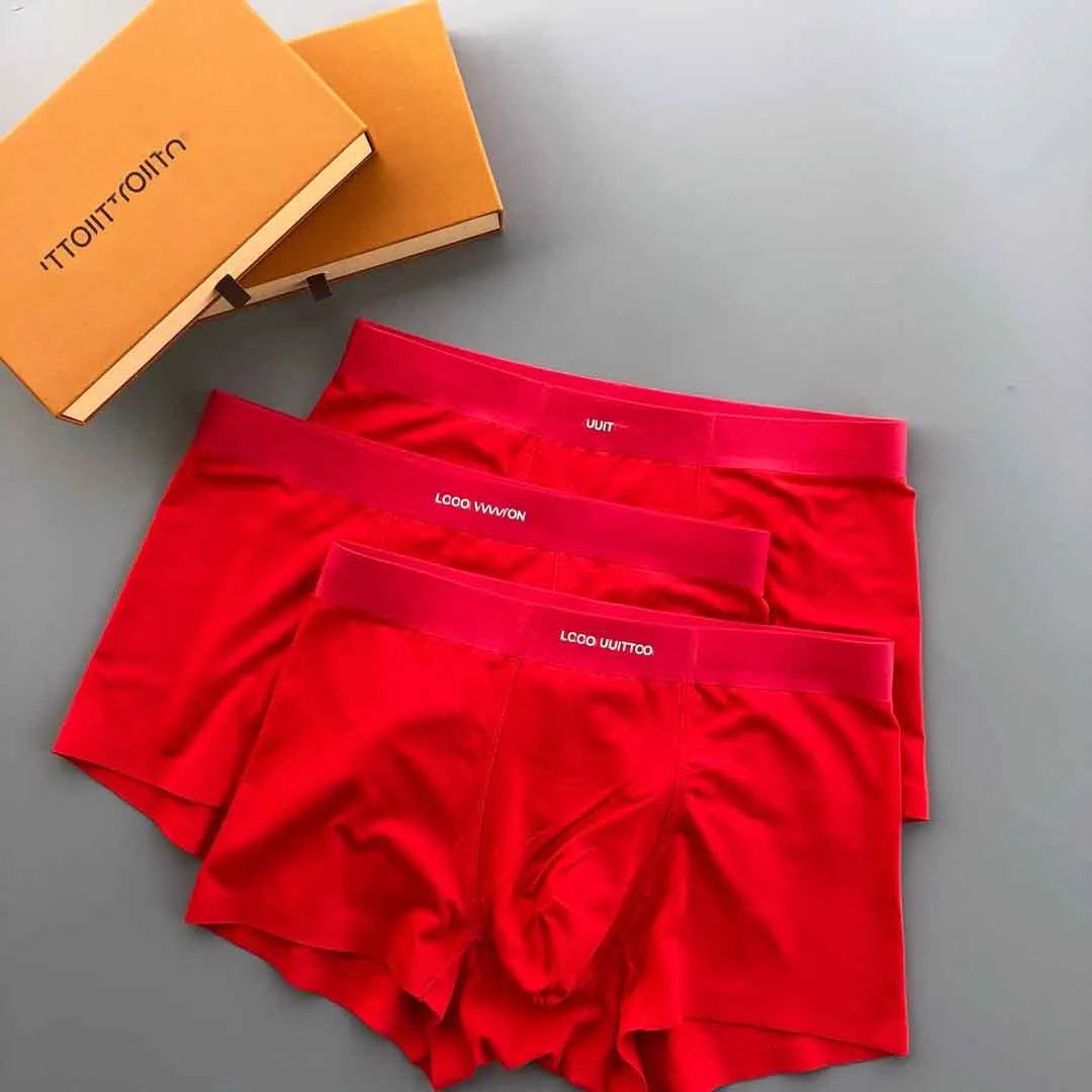 Mens RedUnderwears Designer Underpants Shorts Boys Ice Silk Underwear Summer Men Seamless Boxer Ultra Thin Loose Breathable Tide Brand Boxer Short
