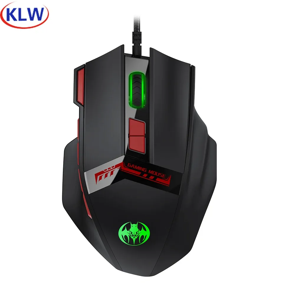 Mouse KLW GM28B RGB Wired Ergonomia Cavo USB regolabile da 3200 dpi Mouse da gioco ottico per PC Computer 10 pulsanti Mouse da gioco Gamer