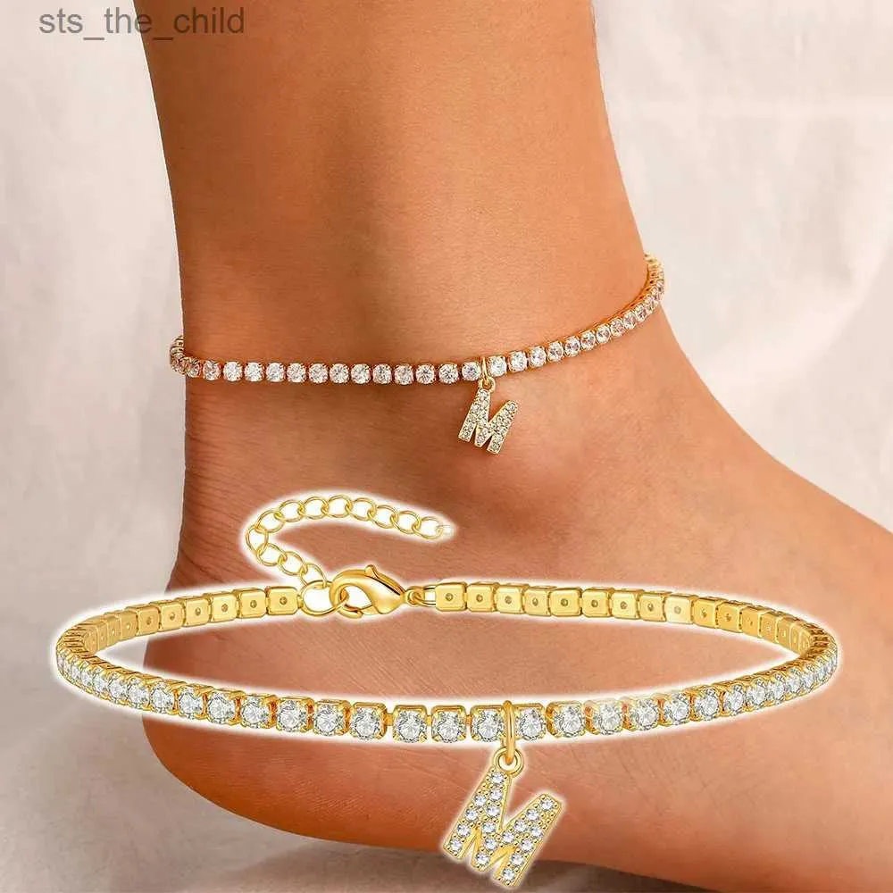 Fußkettchen Modisches Strass-Buchstaben-Knöchelarmband, künstliches Kristall-Anfangs-Knöchelarmband, Sommer-Strand-Knöchelarmband, Schmuck, Geschenk C24326