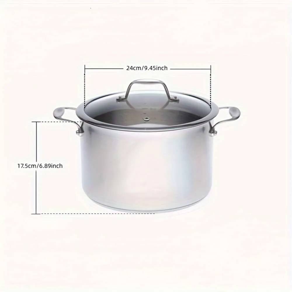 304 Pot de soupe domestique en acier inoxydable poêle électromagnétique - idéal pour les pâtes, la sauce steak, la bouillie et les ramen