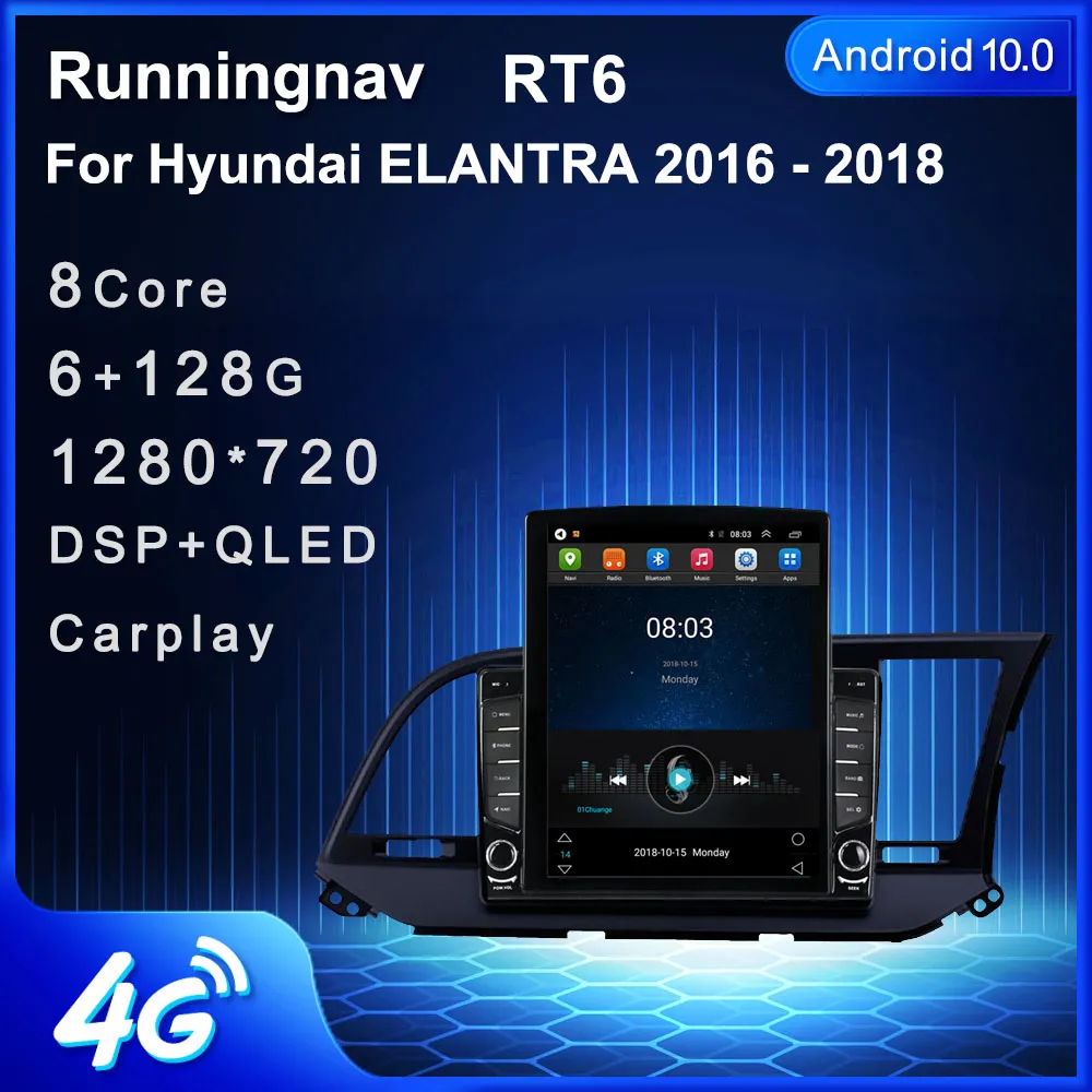 9.7 "novo android para hyundai elantra 2016-2018 tesla tipo carro dvd rádio multimídia player de vídeo navegação gps rds sem dvd carplay controle automático de volante android