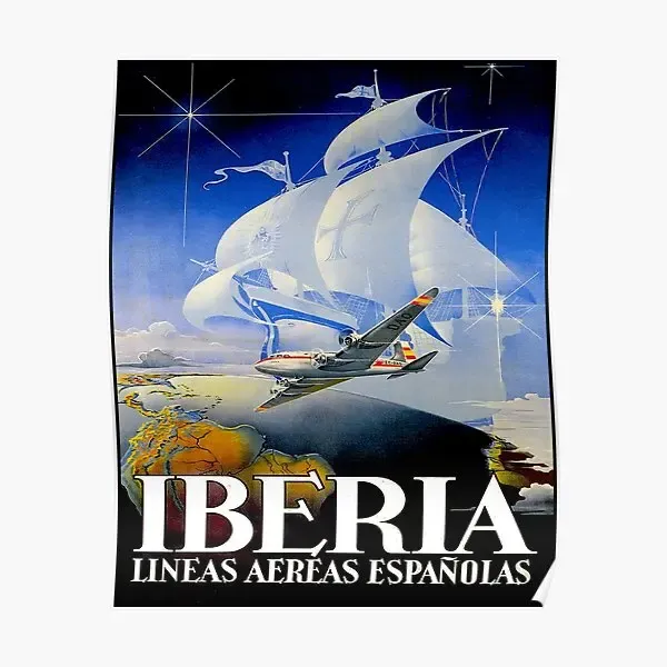 Kalligrafi iberia flygbolag vintage resor annonsi affisch dekor konst modernt roligt rum tryck dekoration målning väggmålning vintage hem ingen ram