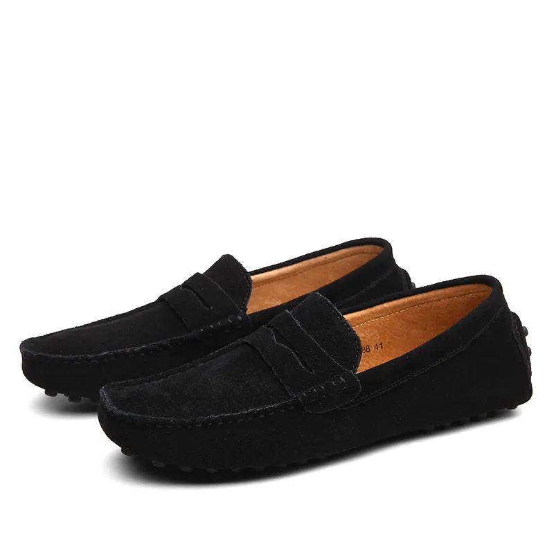 Scarpe casual da uomo Espadrillas Triple Nero Bianco Marrone Vino Rosso Navy Khaki Sneakers da uomo in pelle scamosciata Slip On Scarpe da barca Outdoor Flat Driving Jogging Walking 38-52 A123