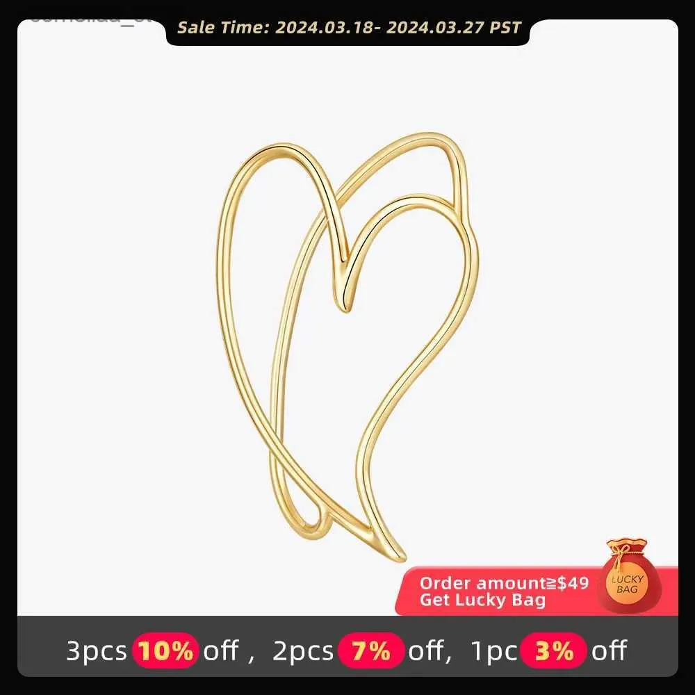 Ear Cuff Ear Cuff ENFASHION Cutout Womens Heart shaped Ear Clip 18K Gold Plated Aretes De Mujer Ear Sleeves Fashion Jewelry Travel Party Dropship E231458 Y240326