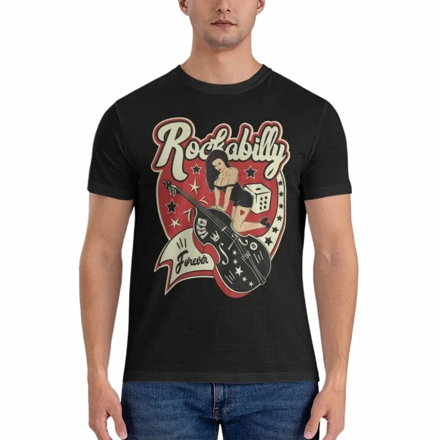 Rockabilly pinup sock hop rocker vintage rock and roll muzyka niezbędne koszulki dla mężczyzn vintage rockabilly rock and roll 14 i2YV#