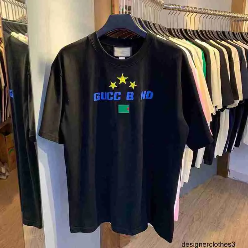 Designer di alta qualità moda Gu stella ricamo grande puro cotone manica corta T-shirt coreana casual hip hop grande maglietta allentata FEQT