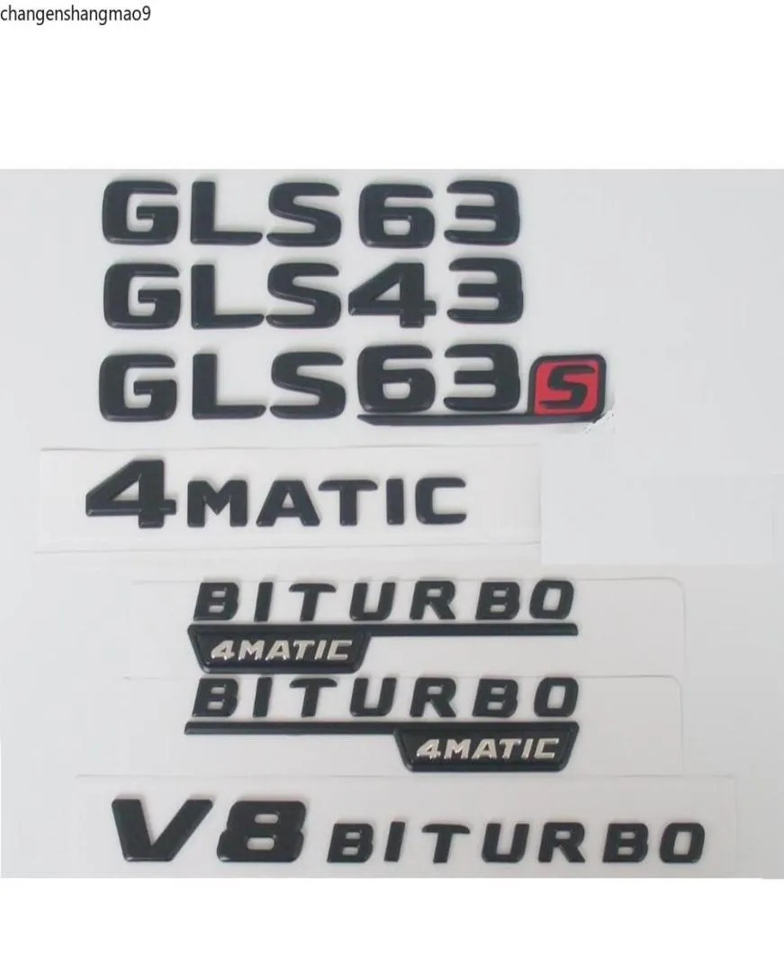 メルセデスブラックX166 W166 GLS43 ​​GLS53 GLS63S GLS 63 S AMGエンブレムV8 Biturbo 4Matic 4Matic+ Emblemsバッジ7729767