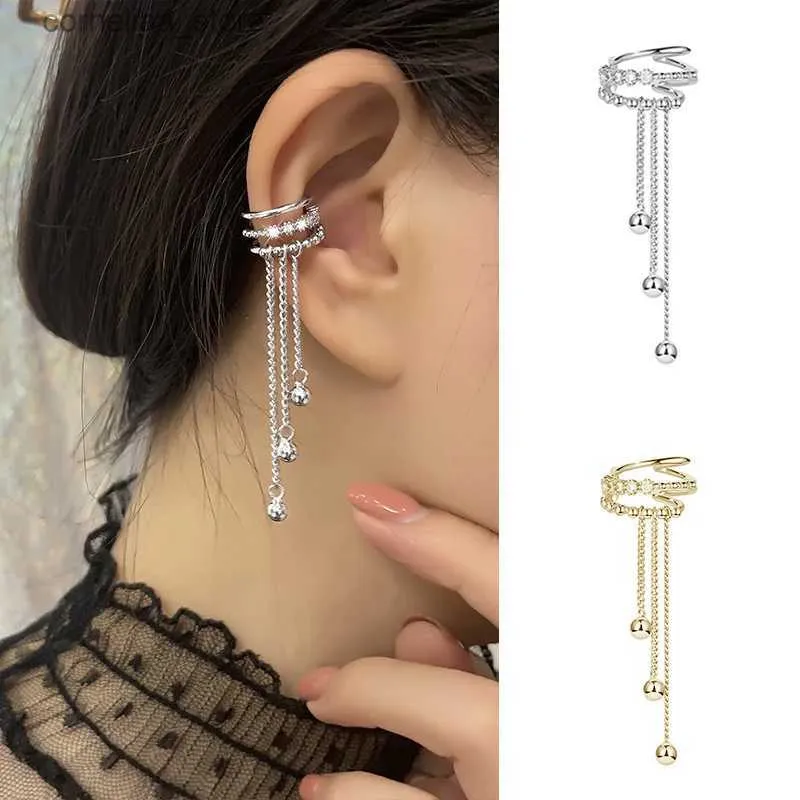 Ear Cuff Ear Cuff Longa borla corrente Y2k feminino clipe de orelha 1 peça Cartila faixa Kpop orelha manga brincos não perfurados INS jóias Y240326