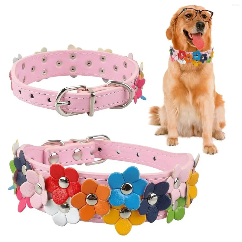 Ropa para perros Collar para mascotas con doble flor Piel colorida