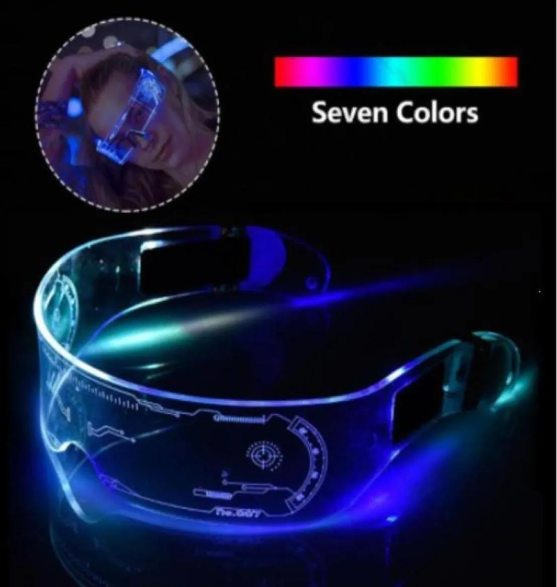 Färgglada LED -lysande glasögon El Wire Neon Party Light Up Rave Costume Decor DJ Solglasögon Halloween Decoration3432772