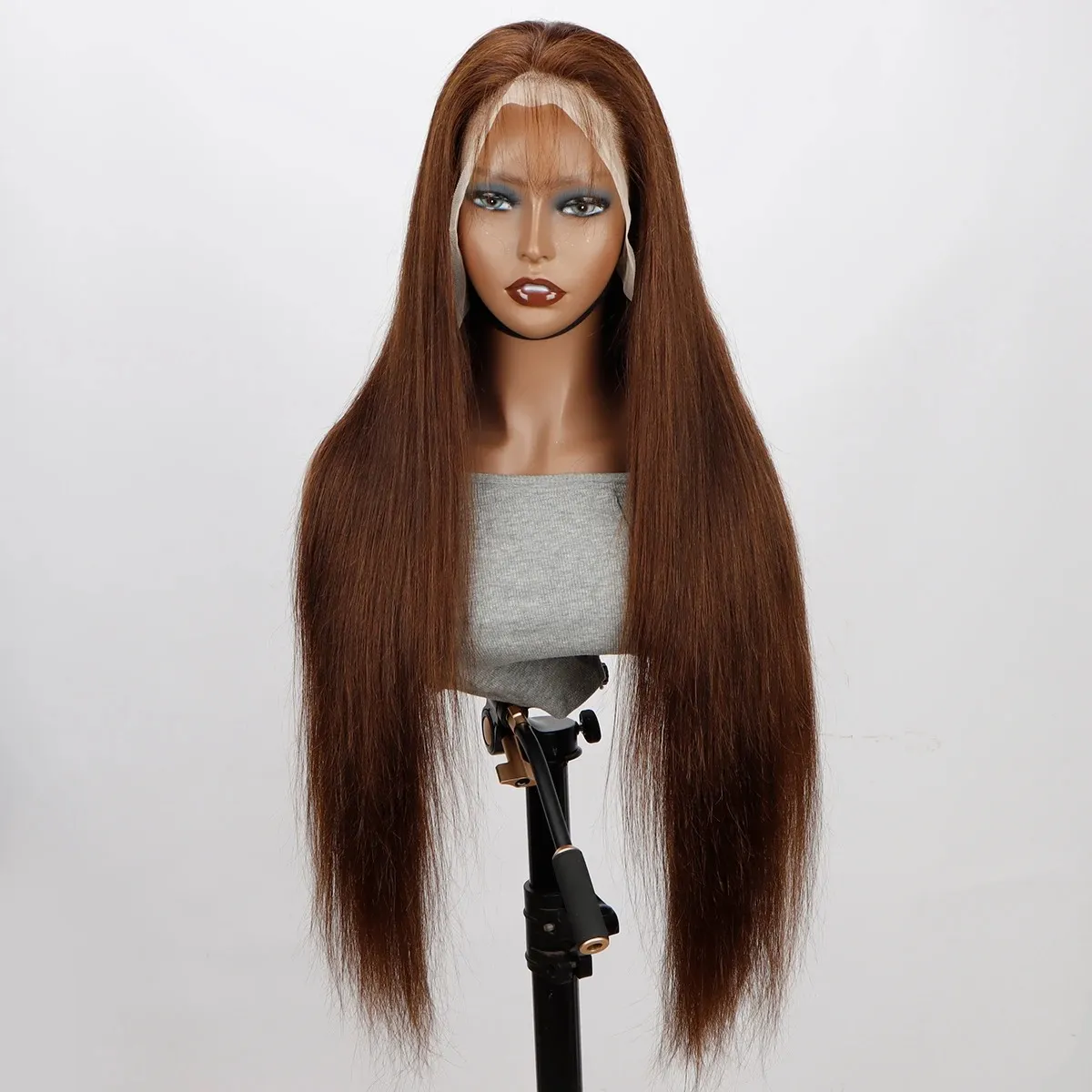 Chocolate Brown Straight Lace Front Wig - 18 Inch, 180 