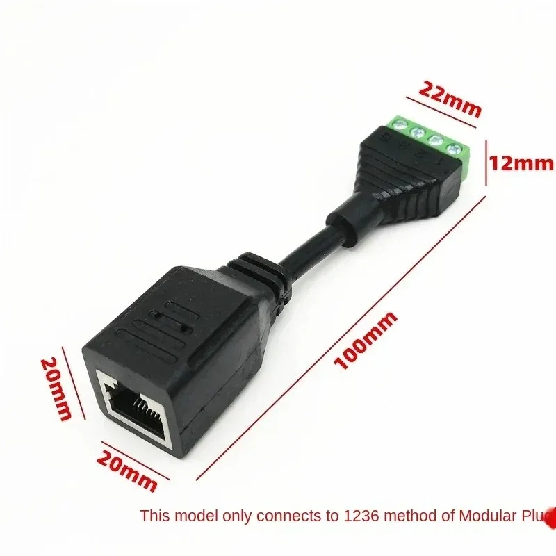 Terminal de cabeça de cristal rj45 para 4 pinos, bloco de terminais fêmea, sem pressão, bloco de rede de cabeça de cristal