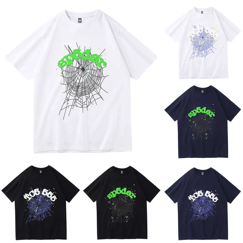 Spider Web Mens T-shirt Loose Teen Print Letter Couple Summer Fashion Pure Cotton Daily XE7Z