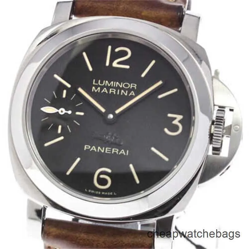 Lyxklockor Mens Paneraiis armbandsur Luminor PAM00466 Black Dial Hand Winding Men's Automatic Mechanical Watches Full Stainless Steel Waterproof