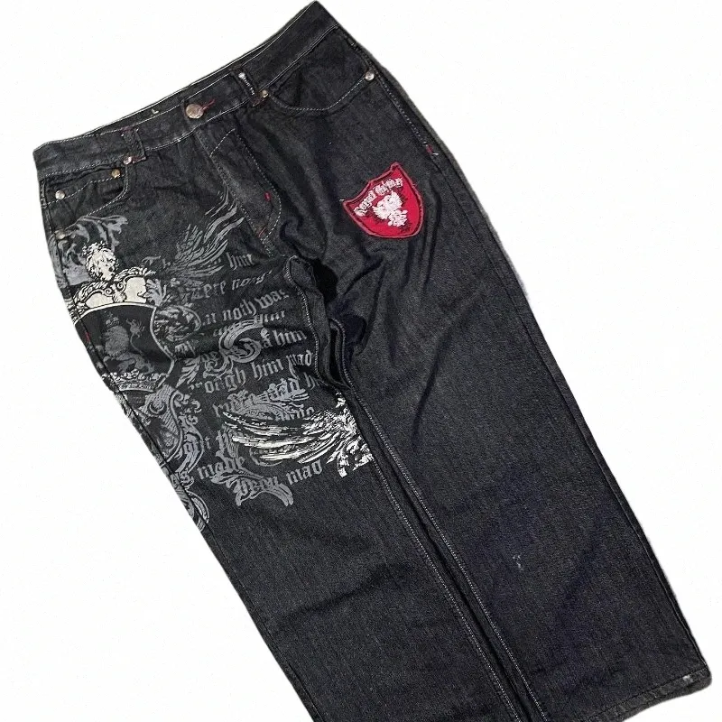 streetwear nya y2k jeans harajuku hip hop retro överdimensionerad grafisk tryck baggy jeans denim pants män kvinnor goth breda byxor d0sk#