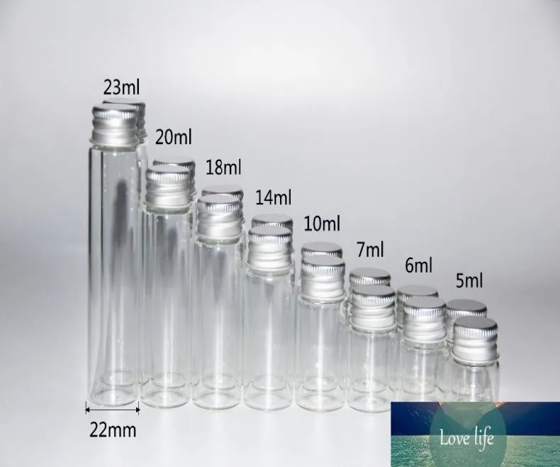 100 pezzi 5 ml 6 ml 7 ml 10 ml 14 ml 18 ml 20 ml 23 ml Bottiglia di vetro Bottiglia dei desideri Vasi di stoccaggio campioni di vetro Fiala con tappo a vite Decorazione di nozze3188663