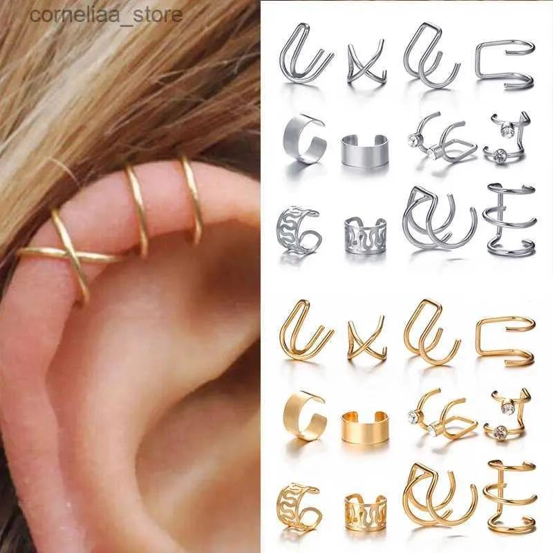 Ear Cuff Ear Cuff-stijl Modieuze gouden oorbellen met manchet en bladclipoorbellen Geschikt voor vrouwelijke klimmers Niet-geperforeerde nep-Cartila-oorbelaccessoires Cadeau Y240