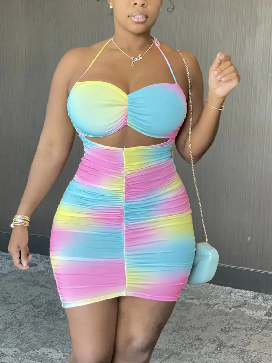rainbow ruched dress Love Wins Rainbow Printed Ruched Sleeveless Bodycon Tank Short Mini Dress