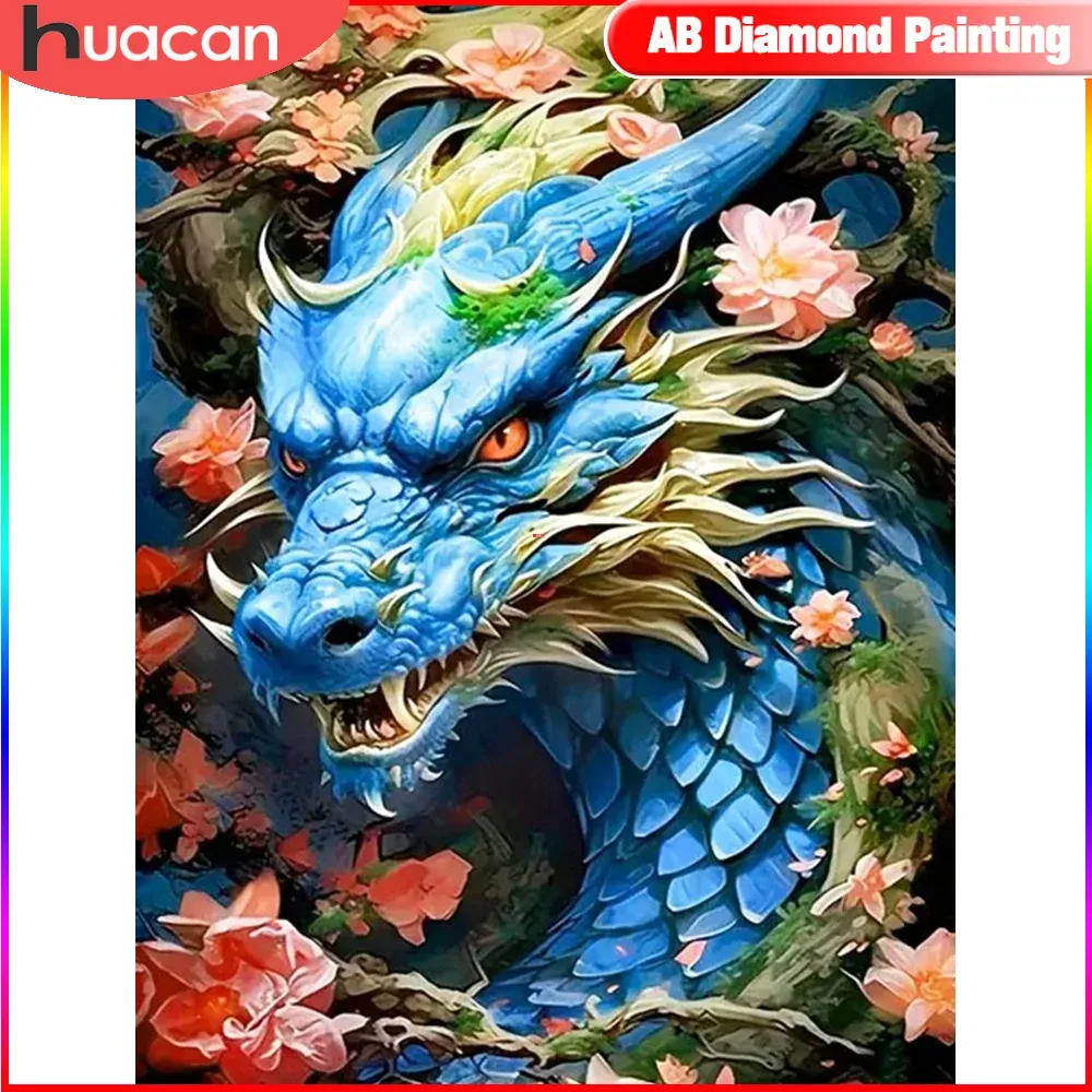 Stitch Huacan Full Ab Diamond Painting Dragon 5d Diy Borduurwerk dier mozaïek creatieve hobby's decoratie voor thuis