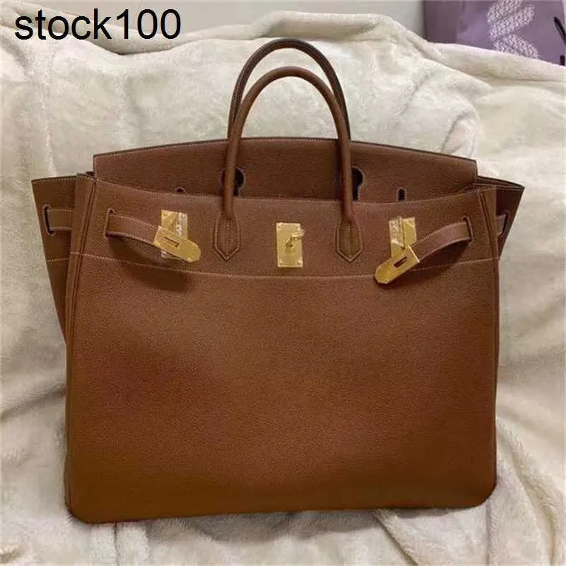 Große Hac-Handtasche, 40 cm, Markendesigner, 50 cm, Tragetasche für Herren, braune Farbe, Luxustasche, vollständig handgefertigte Nähte mit Wachslinie, Togo Bk, echtes Leder