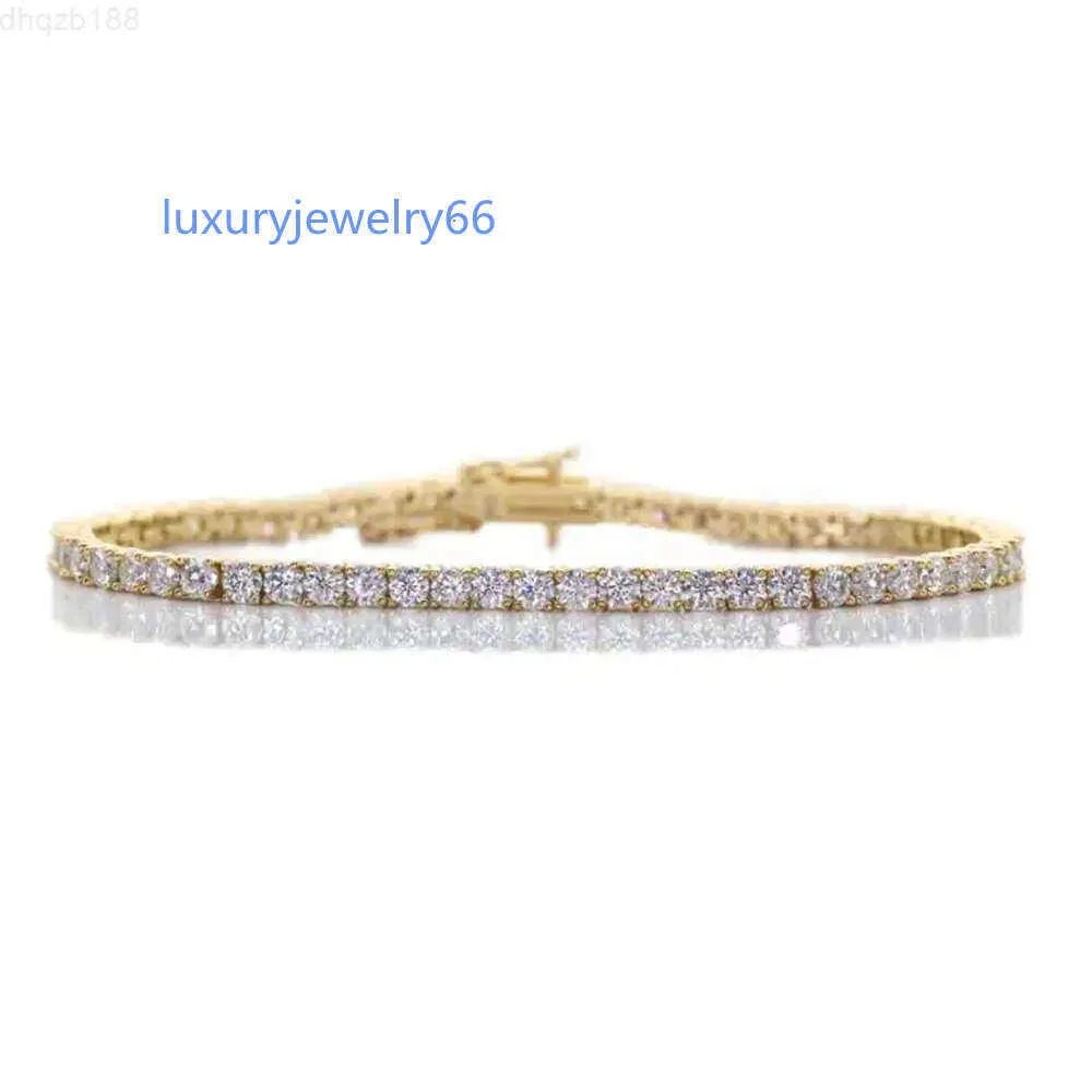 Gold Plented 925 Sterling Silver 3mm Round Brilliant Cut VVS Bracelet Real Moissanite Tennis مع شهادة