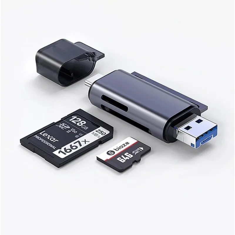 Type-c-kaartlezer Drie-in-één USB3.0-kaartlezer Otg Mobiele telefoon Computer Smart TF/SD Micro USB-kaartlezer