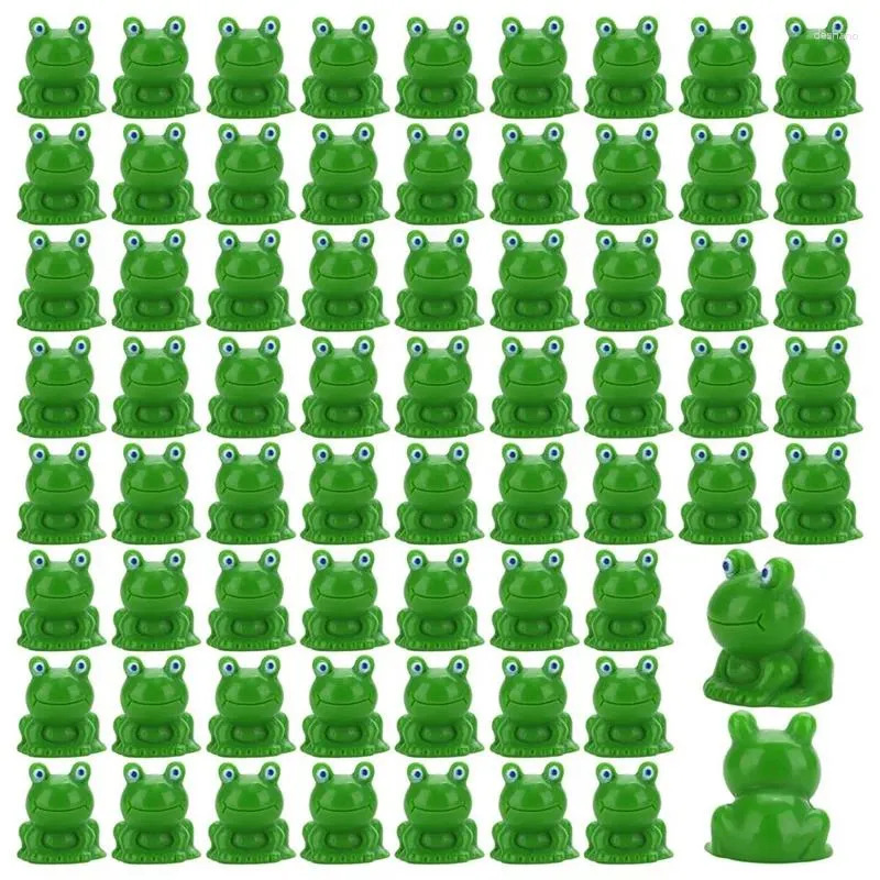 Dekorativa figurer 80st mini groda trädgårdsdekor Tiny grön harts miniatyr utomhus och hem