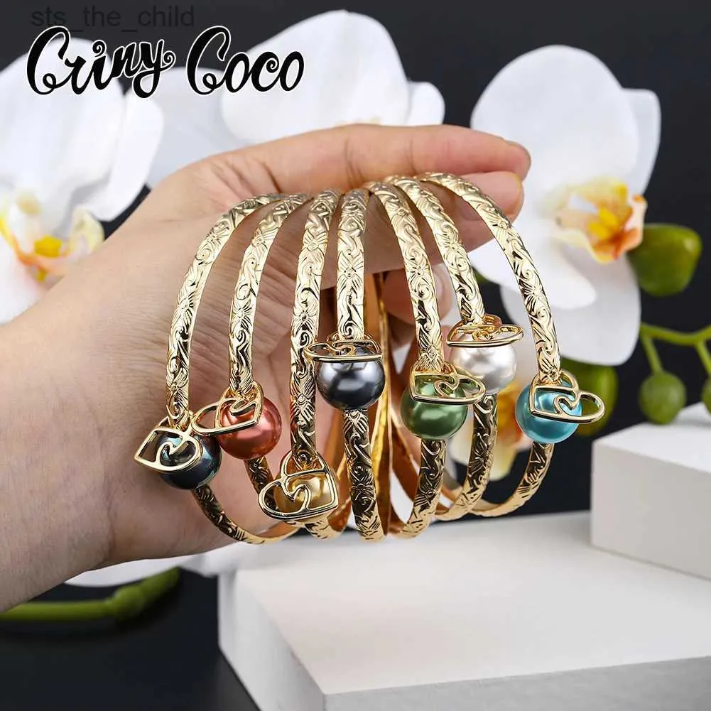 Bangle Cring Coco Hawaii Armband Womens New Design Grey Pearl Heart Charm Armband Summer Beach Jewelry 2021 Womens Giftc24326