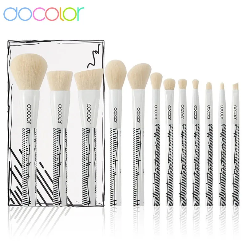 DOCOLOR 12st Makeup Brushes Set Foundation Powder Blush Eye Shadow Lip Blending Make Up Brush Cosmetic Tool Kit Maquiagem 240315