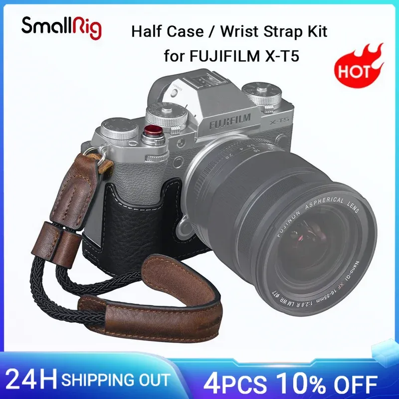 Einbeinstative Smallrig Half Case/Handschlaufen-Set für Fujifilm Xt5, Leder mit 1/4 Zoll 20 Gewinde für Stativ, Vintage-Kamera-Zubehör 3927