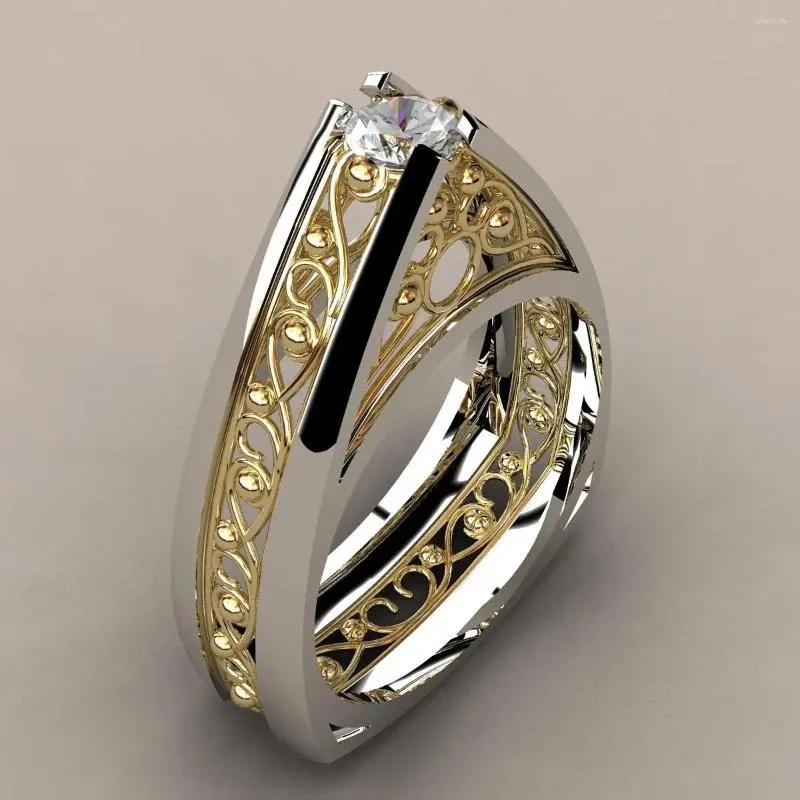 Mit Seitlichen Steinen Hainon 2024 Gold/Silber Farbe Hohle Blume Herz Design Ringe Für Frau Mode Luxus Weibliche Versprechen schmuck Tropfen